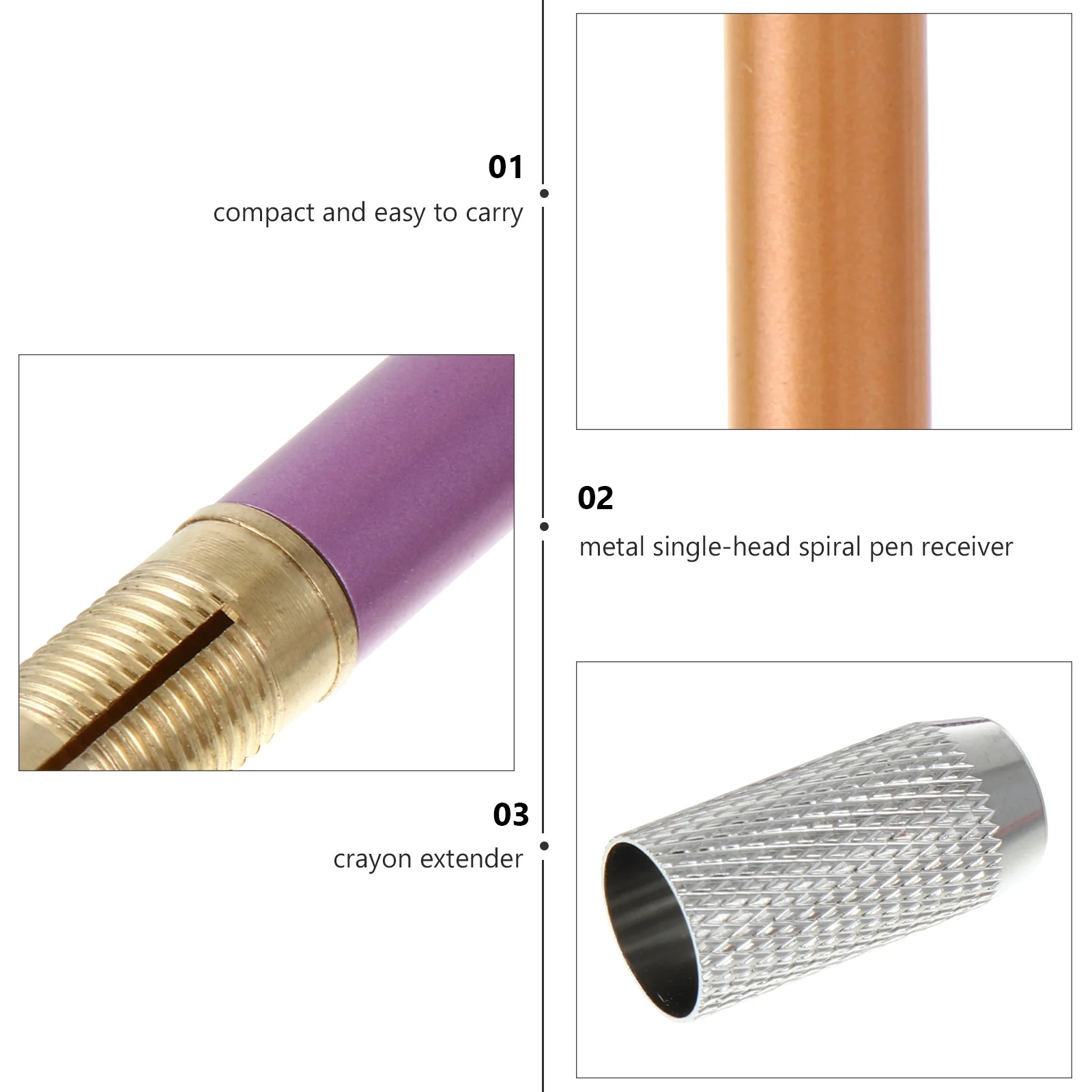 

6Pcs Metal Pencil Extender Set Writing Tool for Students Artists Office Use Pencil Lengthener