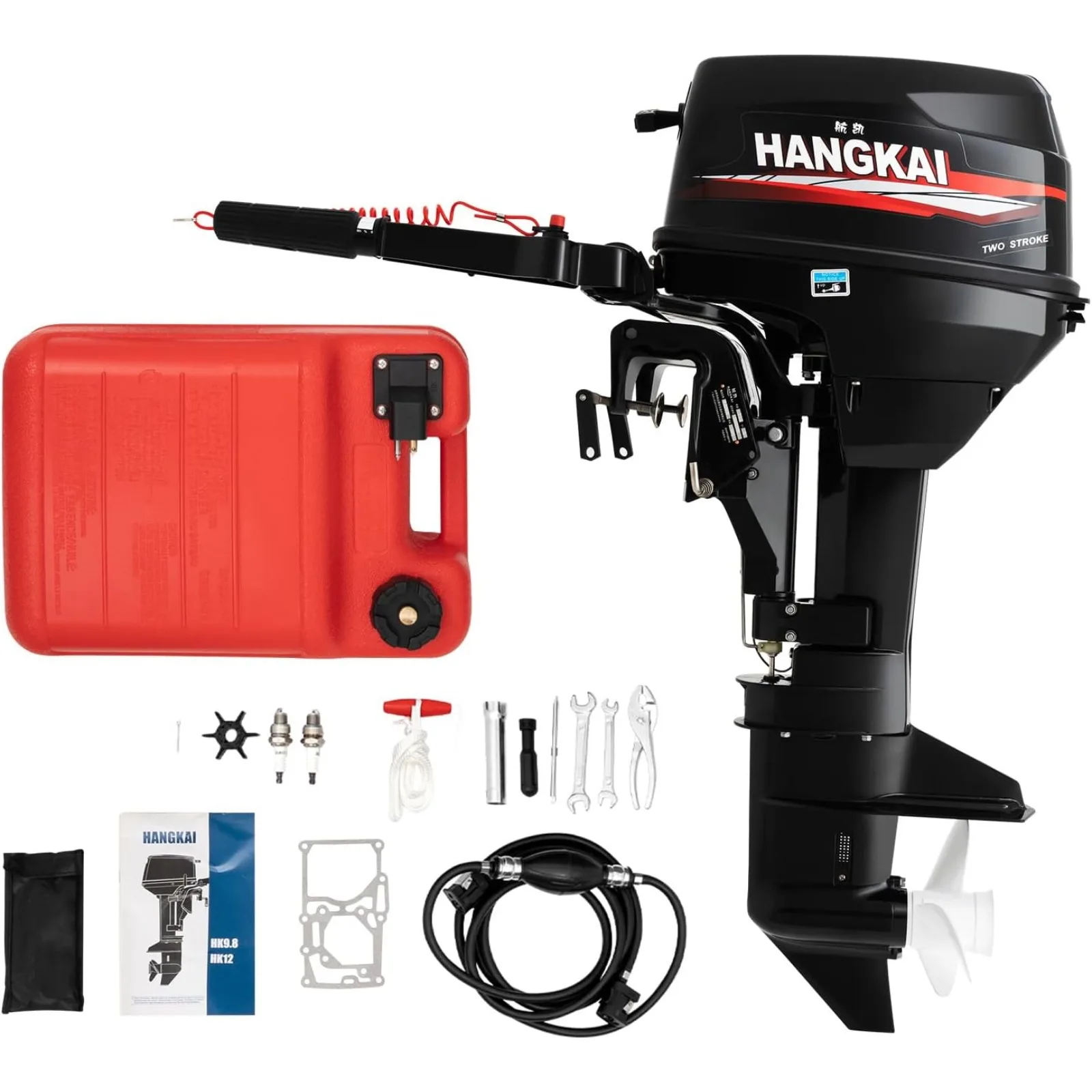 

2-Stroke 12HP Outboard Motor, 169CC Multi-gear Outboard Motors, Outdoor Boat Motors with CDI Ignition System Trolling Boat motor