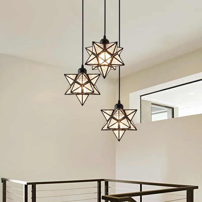 

Modern Indoor Pentagram Chandelier Lamp Home Decoration Ceiling Light Creative Balcony Aisle Dining Room Decor Pendant Lights