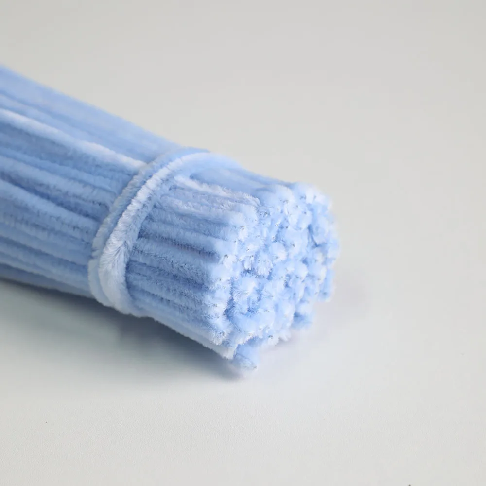 100 stuks 5 Kleuren Verloop Blauw Pipe Cleaners Chenille Stengels, Pipe Cleaners Knutselset, Pipe Cleaners Set voor DIY Kunst en Knutselen