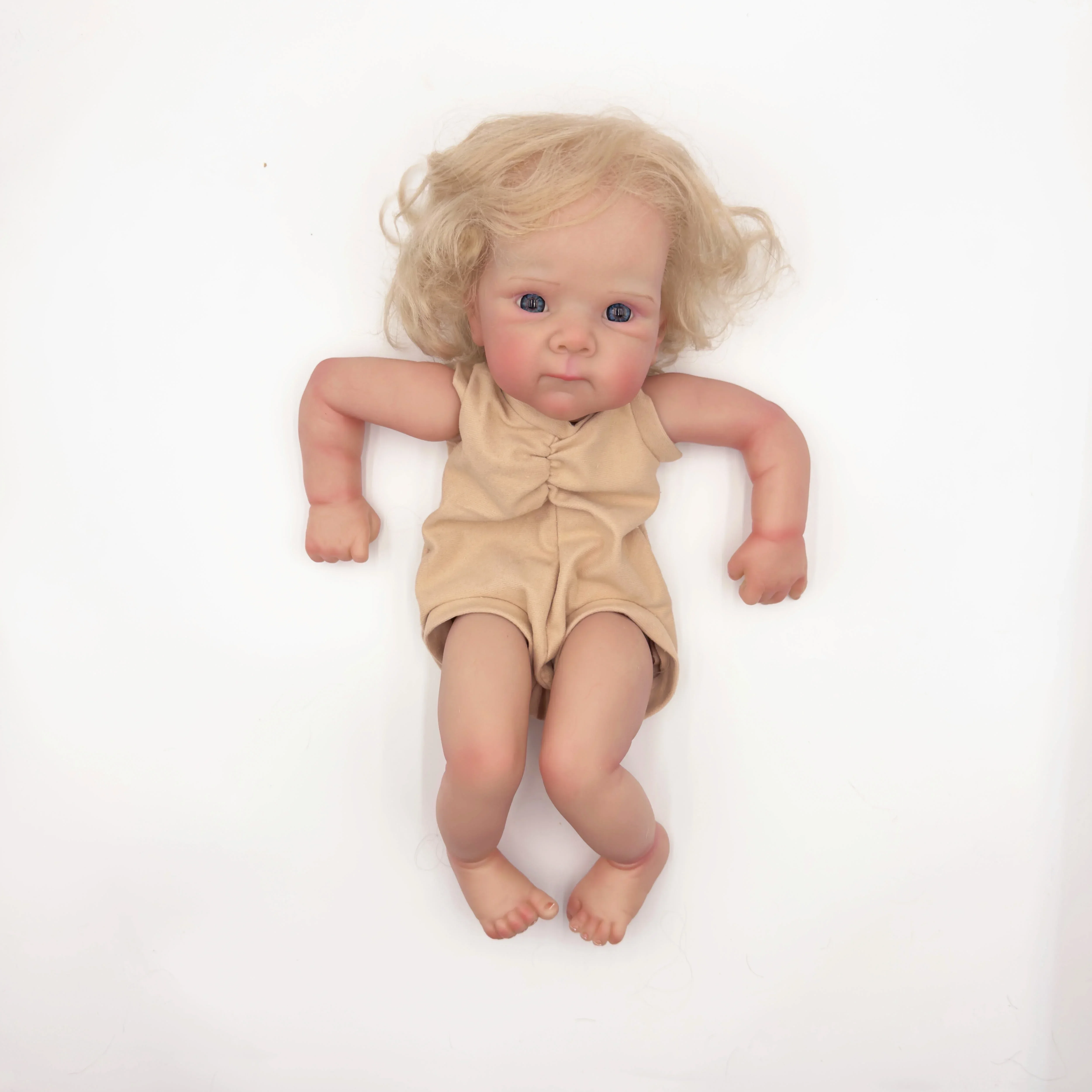 18inch bettie Lifelike Awake Baby with curly hair Reborn Doll Kit Already Painted Unfinished Doll Parts DIY Baby toys