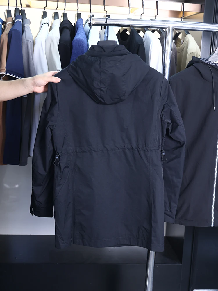 سترة رجالية كاجوال بغطاء للرأس من H-Home، تصميم عصري بلون واحد، قصة فضفاضة، إغلاق بسحاب، تصميم أنيق بلون واحد #1