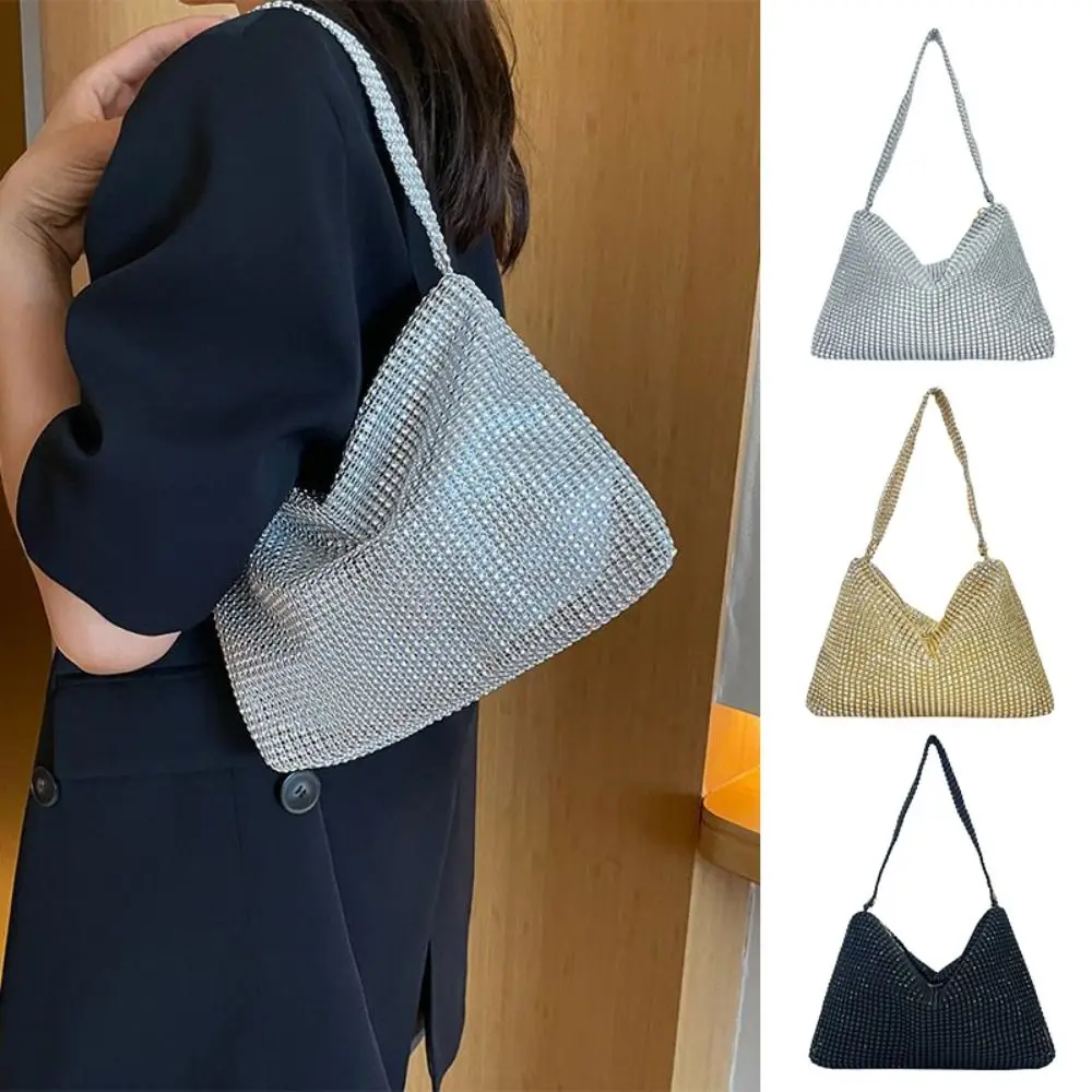 Elegant Rhinestone Shoulder Underarm Bag Glitter Wedding Purses Clutch Handbags Large Capacity Evening Bag