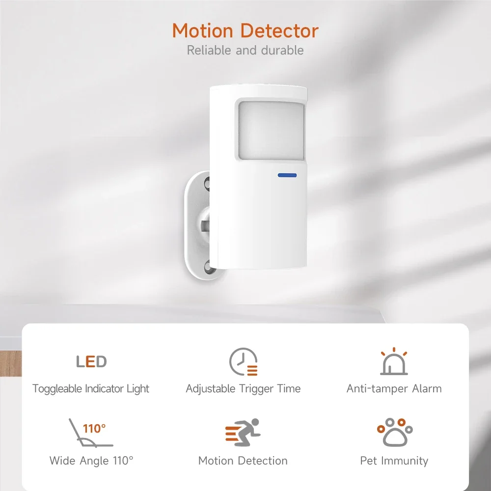 ACJ Wireless 433Mhz PIR Infrared Motion Sensor Alarm Detector With Flash Led Light for Smart Home Security Alarm Host H501 PG103