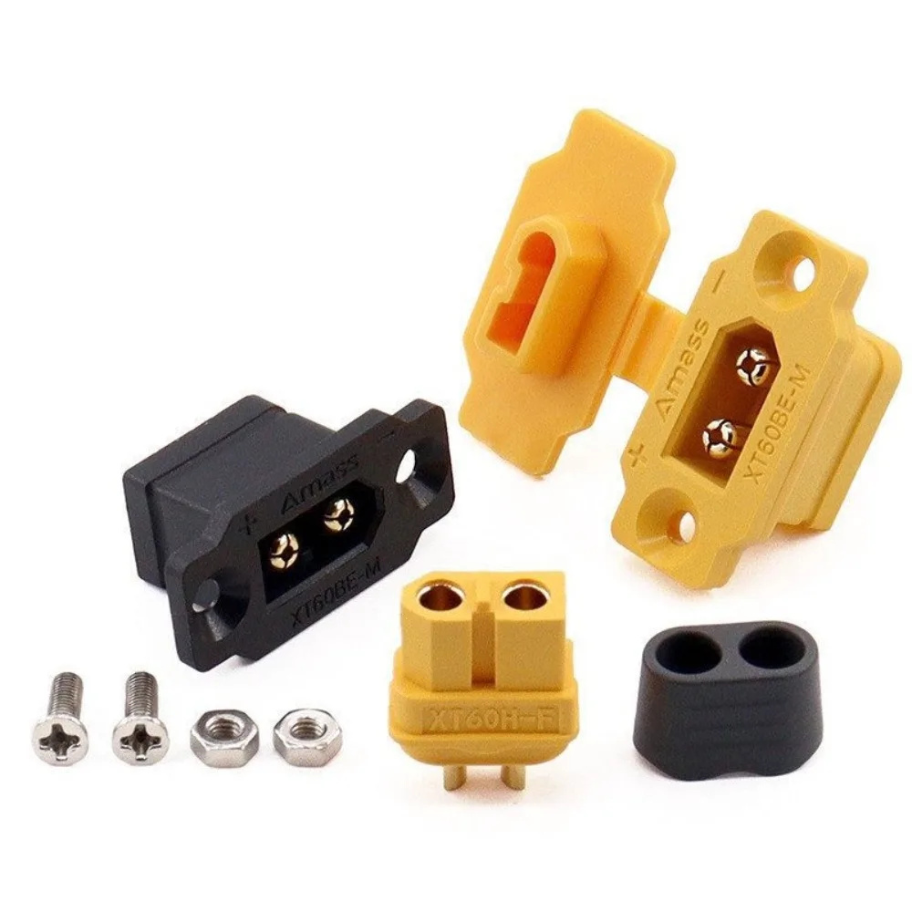 Amass-Conector de XT60BE-M-F, negro, amarillo, este para instalar enchufe macho XT60BE con cubierta, enchufe hembra portátil para Motor RC FPV ESC
