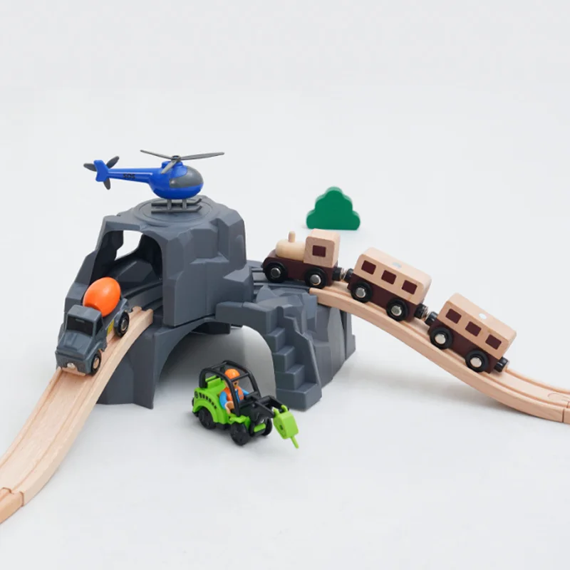 Pista in legno Treno magnetico Giocattolo Pista in legno Accessori per scene Tunnel della grotta di montagna Pista in legno di faggio Giocattolo per bambini