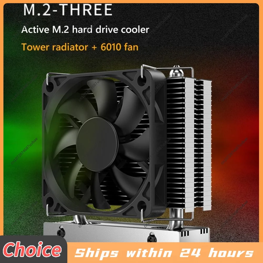 M.2 2280 SSD Heatsink with 6010 Fan Solid State Drive Radiator PCIe4.0 PCIe5.0 Cooling Thermal Pad for Desktop PC