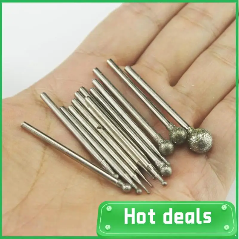 

AC62-13 Pcs Ball Shape Diamond Burr Diamond Mounted Grinding Burs Stone Carving Set With 3/32 Inch Mandrel For Rotary Tools Dura