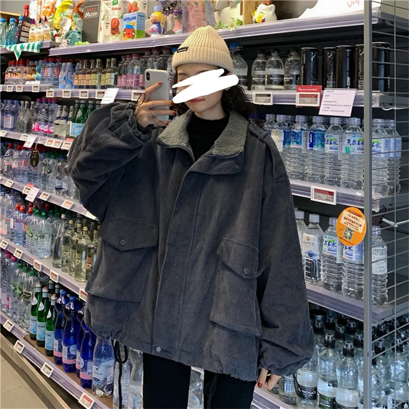 Corduroy Cotton Jacket Cotton Jacket Women's Lnstagram Trend Winter Thickened Warmth Korean Fashion Versatile Loose Jacket P318