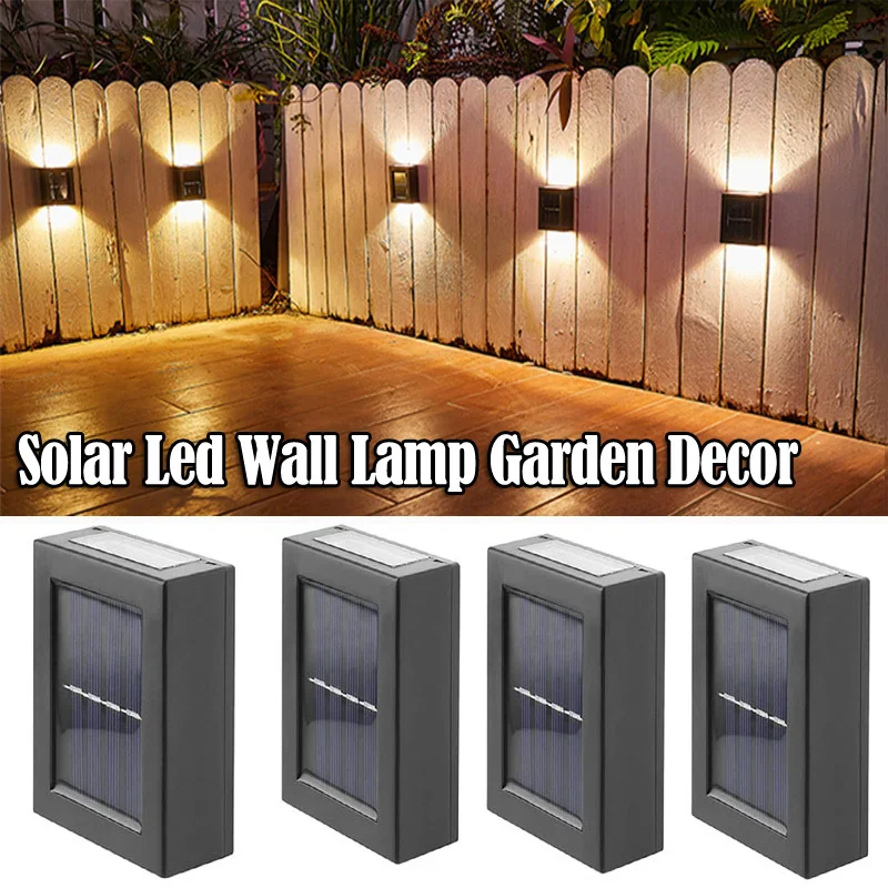 Outdoor 2Pcs Solar Wall LED Lamp Washer Light Waterproof Up and Down Luminous Lighting For Garden Street Landscape Decoration