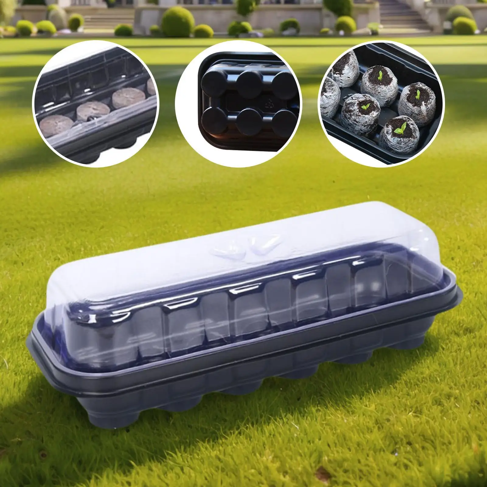 Seedling Box 12 Cells Plant Starter Trays Reusable Plant Grow Germination Trays For Cloning Propagation Greenhouse Garden Yard