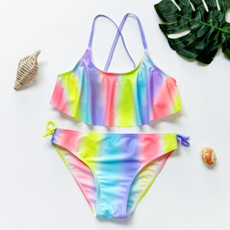 2019 Meisjes Badpak Tweedelige Hot Stamping kinderen Badmode 4-16 Jaar Meisjes Beachwear Badpak JX25