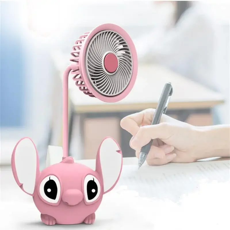 Disney Stitch Rechargeable Small Fan Cute Cartoon Angel Adjustable Fan Radiator Summer High Temperature Girl&Child Holiday Gifts