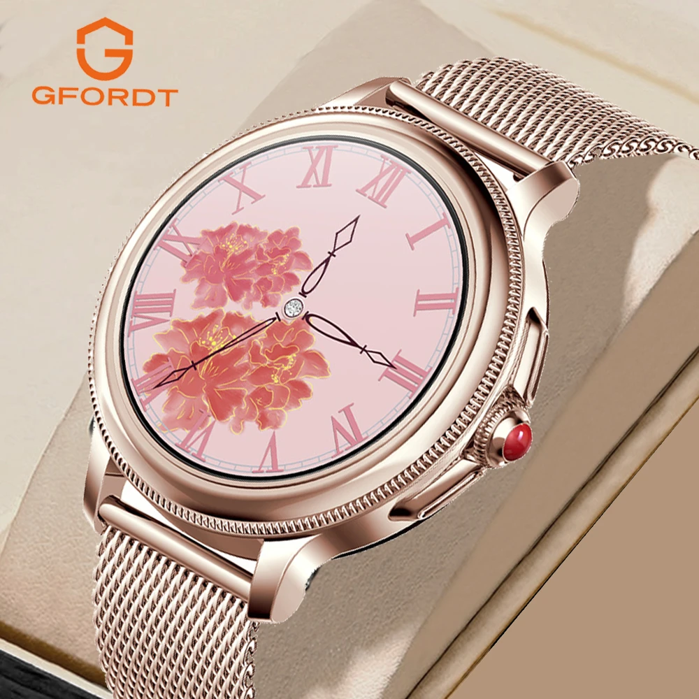 GFORDT NEW Smart Watch  Women Bluetooth Call Lovely Fitness Tracker Bracelet Sport Blood Perssure Monitor Ladies Girl Smartwatch