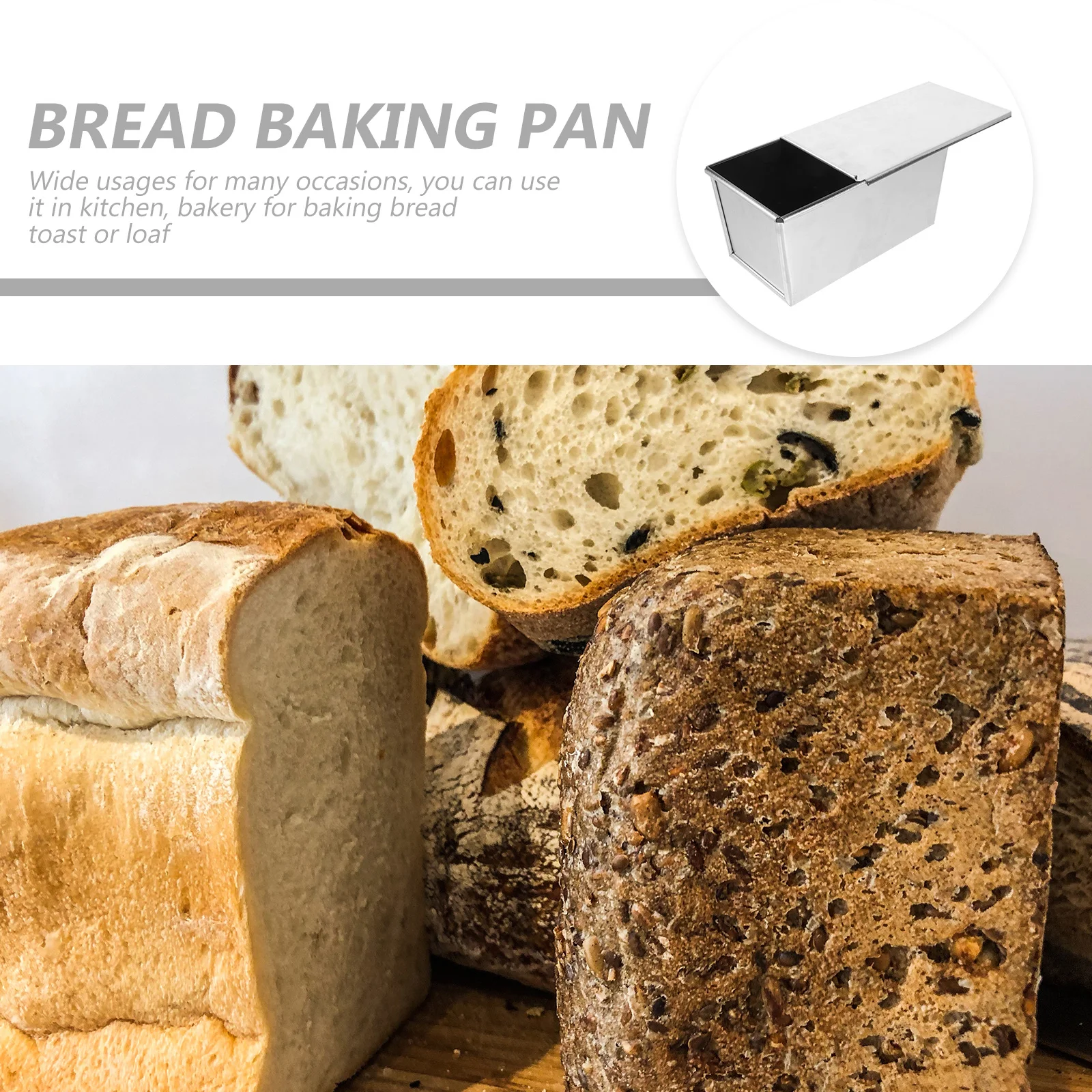 

Nonstick Loaf Pan Aluminum Alloy Mold With Lid Large Capacity Fast Heating For Toast Bread Sandwich Family Party Kitchen