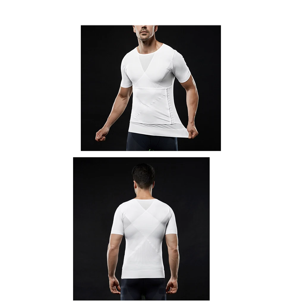 Men Compression T-shirt Adjustable Waist Trainer Corset Slim Belt Belly Shaper