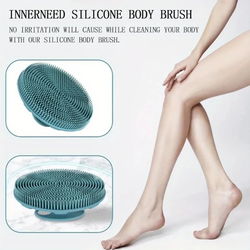 Soft Silicone Body Scrubber Shampoo Brush Handheld Shower Cleansing Brushes Exfoliating Bath Brush Head Massager Bathing Tools