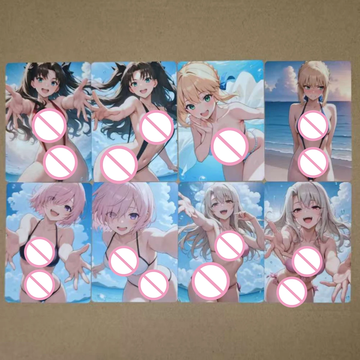 

8Pcs/set Sexy Card NSFW Bikini Activewear Swimwear Saber Tohsaka Rin Matou Sakura Illya DIY PTCG Animation Collection Card 18+