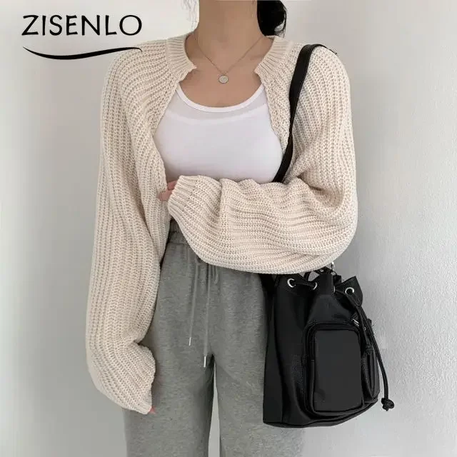 

Elegant Vintage Cardigan Autumn New Solid Color Sweater Jacket Short Section Loose Knitted Cardigan Take Shawl Knitwears Jumper