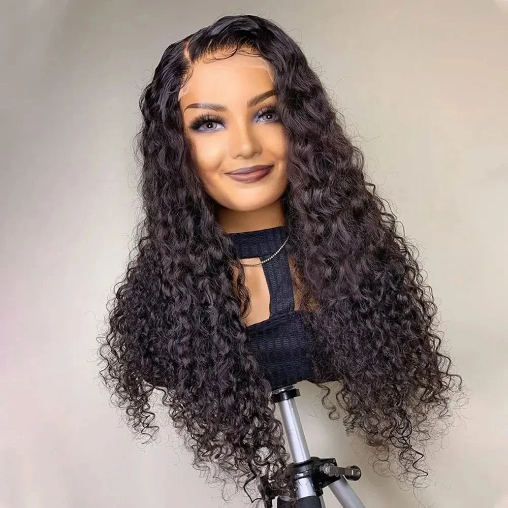 

Soft 26Inch Black Kinky Curly Long 180Density Lace Front Wig For Women BabyHair Daily Preplucked Glueless Heat Resistant