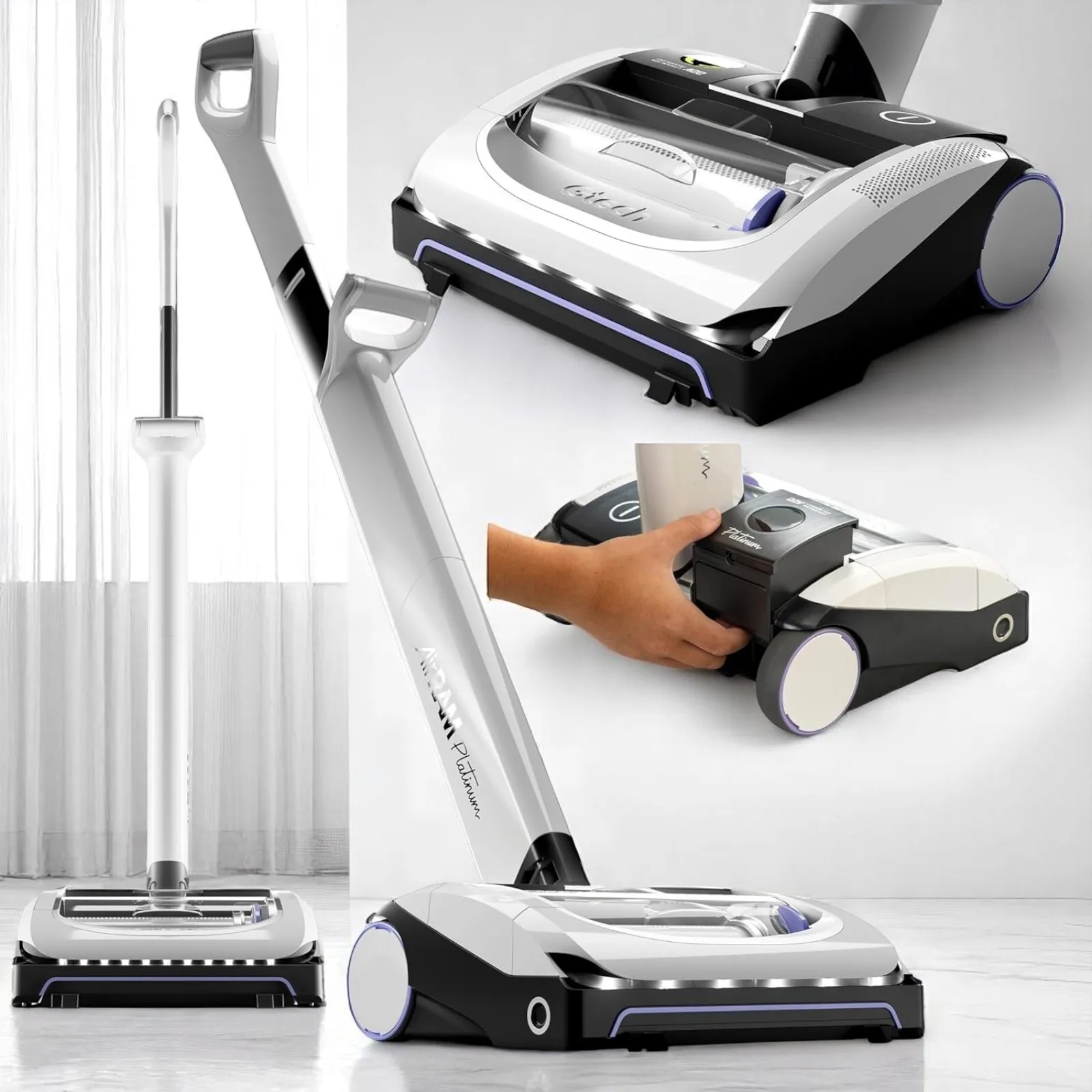 

Platinum cordless vacuum cleaner, including anti entanglement brush AR46