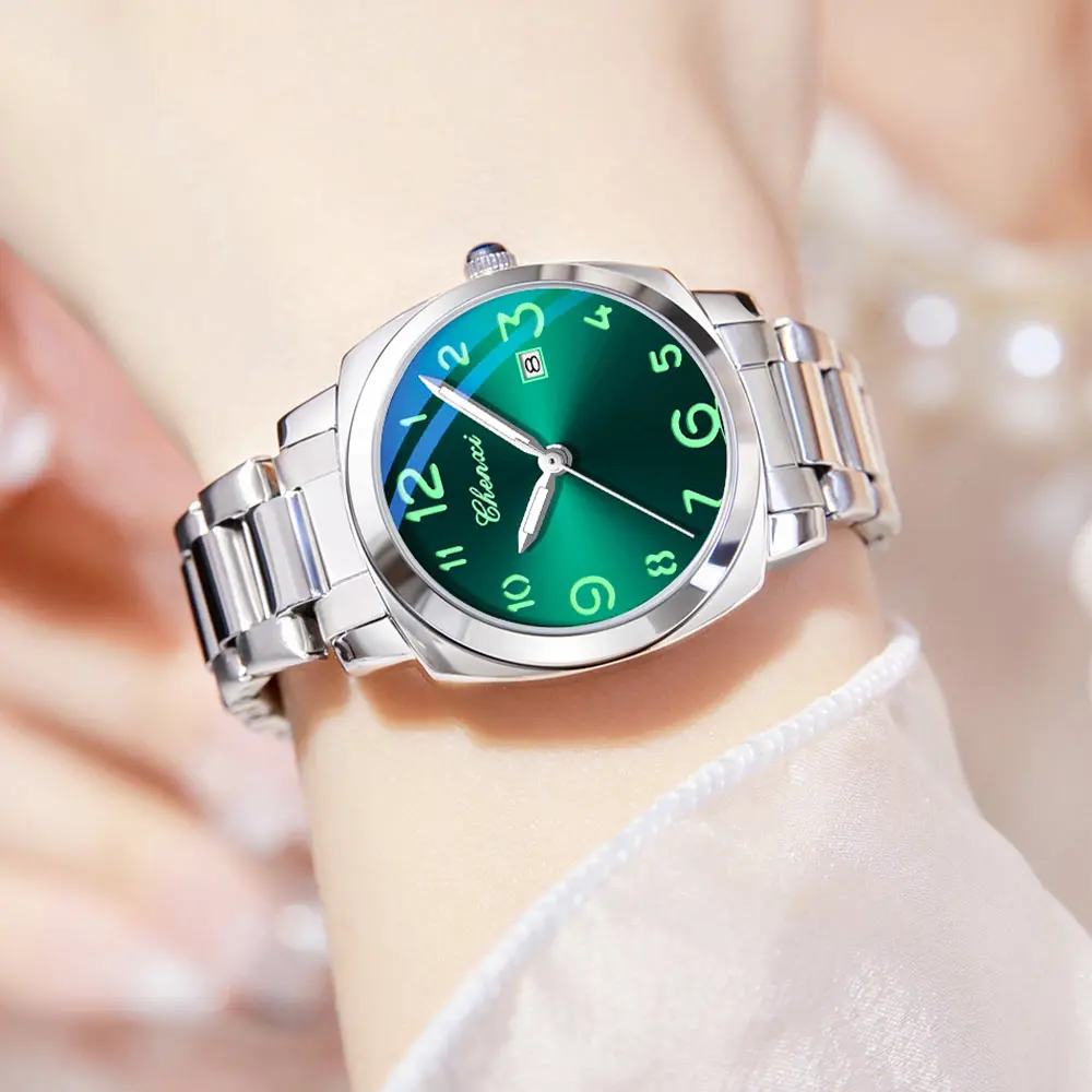 CHENXI جديد ساعة نسائية ساعة رجالي كوارتز ساعة موضة مضيئة مقاوم للماء سوار فولاذي غير قابل للصدأ ساعة اليد زوجين ساعة reloj #4