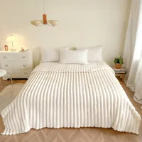 1pc Throw Blanket for Bed - 250GSM Soft & Warm Fluffy Blanket, Decorative Striped Blankets for Winter  Nap / Sleep 2