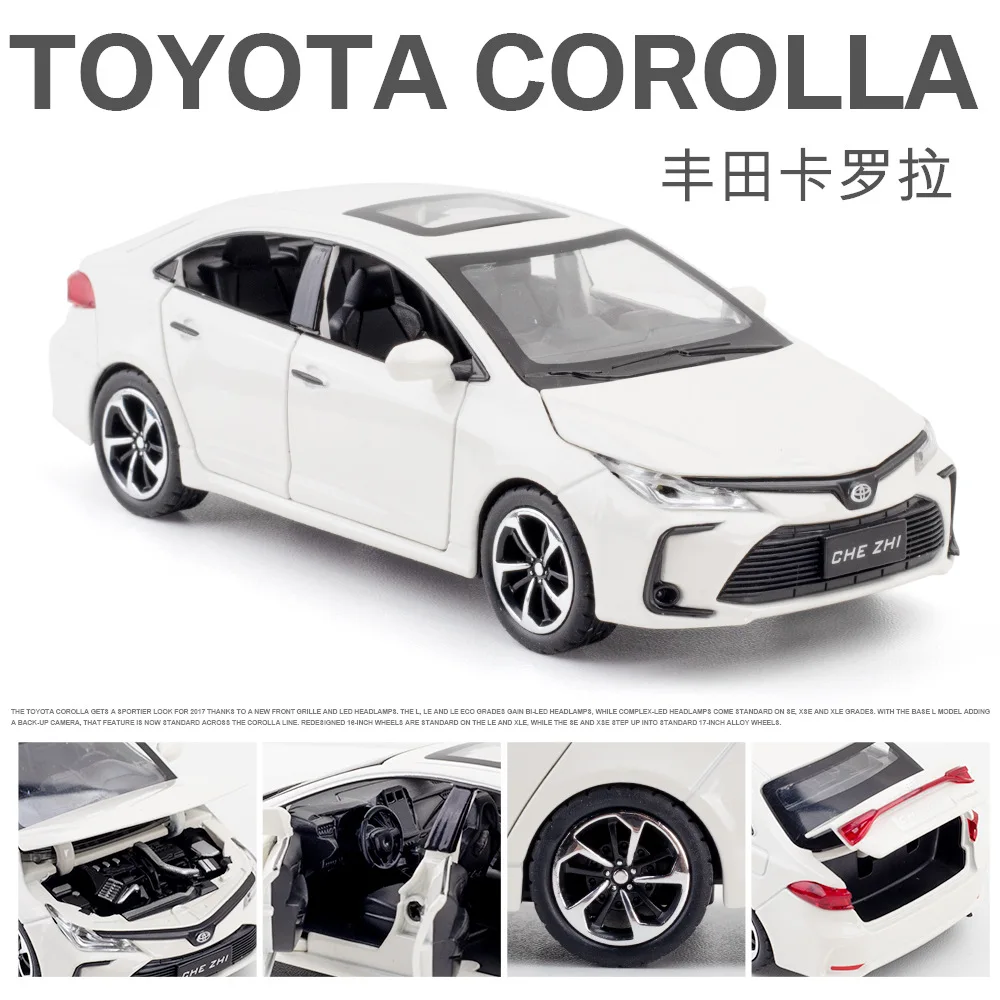 1:32 TOYOTA Corolla Hybrid Alloy Car Diecasts & Toy Vehicles Car Model Sound and light Pull back Car Toys For Kids Gifts E185