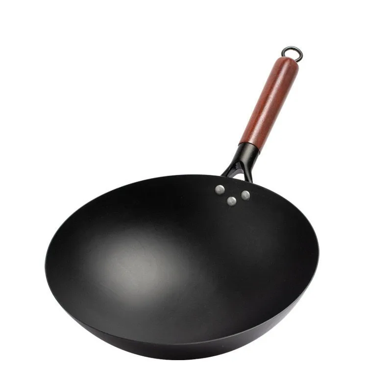For Handmade Old-fashioned Pure Iron Non-stick Pan Household Cooking Uncoated Wok No Oil Fumes