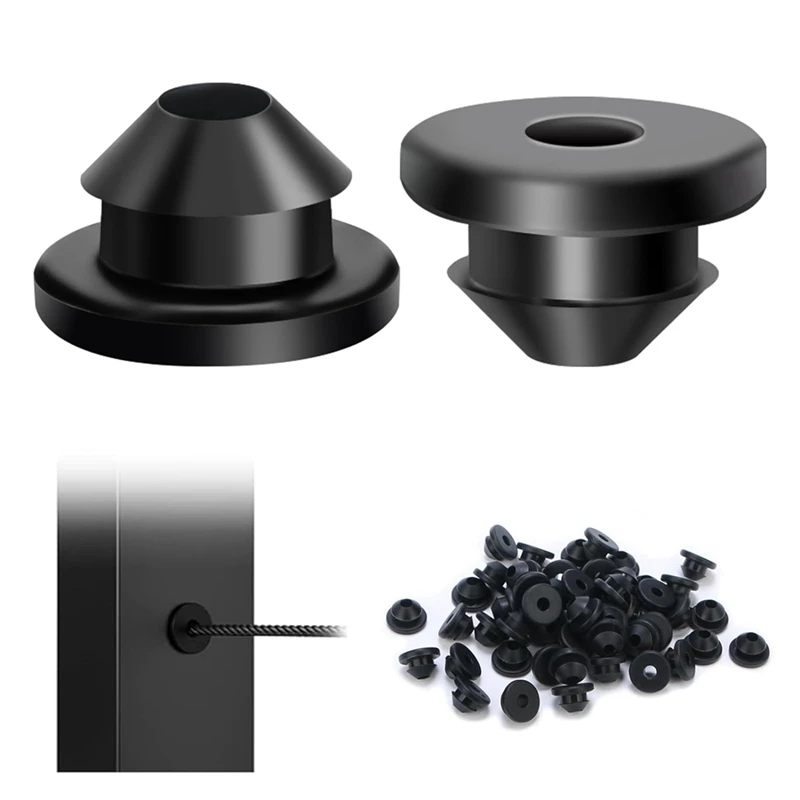 

Stainless Steel Wire Rope Sleeve Cable Railing Fitting Protective Grommet Black Rubber Pad 229.63G