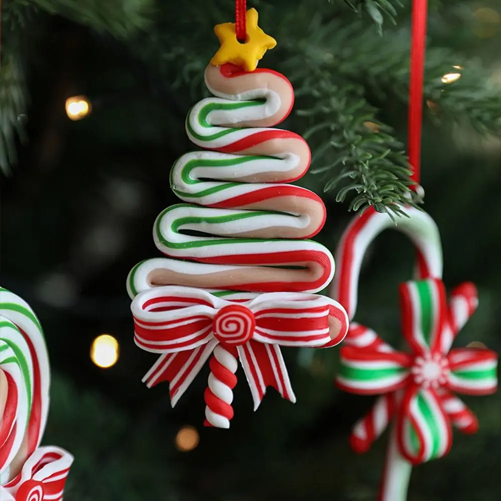 การ์ตูนคริสต์มาส Candy Cane เครื่องประดับเทศกาล Handmade Lollipop Xmas Decor ประณีตจี้ต้นคริสต์มาสปีใหม่ของขวัญ