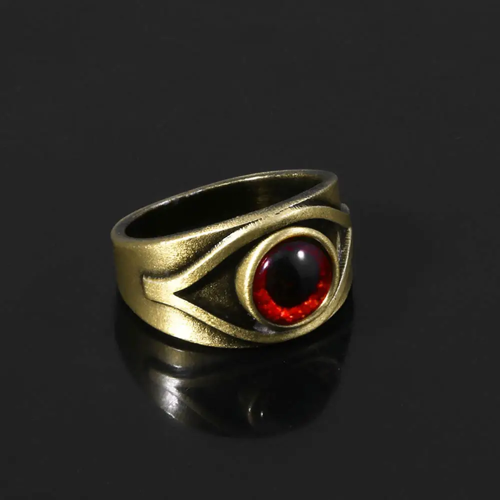Game Village Ring Red Vintage Maroon Eye Cosplay Ring For Men Props Accessories Jewelry Gift