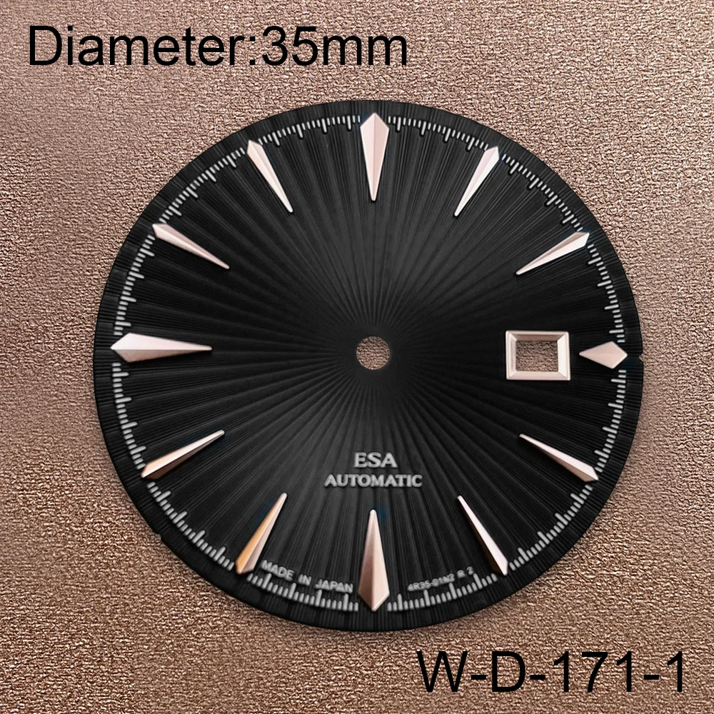 35mm S Logo  Cocktail Dial Suitable For NH35/NH36 Japanese Automatic Movement Vertical Lines Watch Modification Accessories