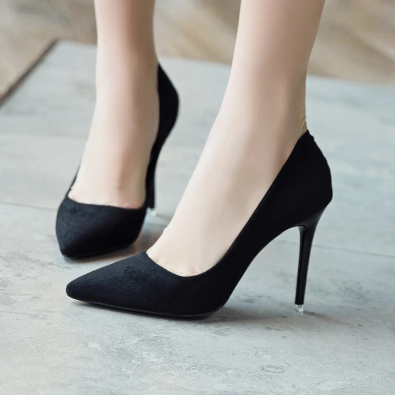 Женская обувь, новинка 2025, женские туфли-лодочки, замшевые туфли на высоком каблуке, модная офисная обувь, вечерние женские удобные туфли на шпильке