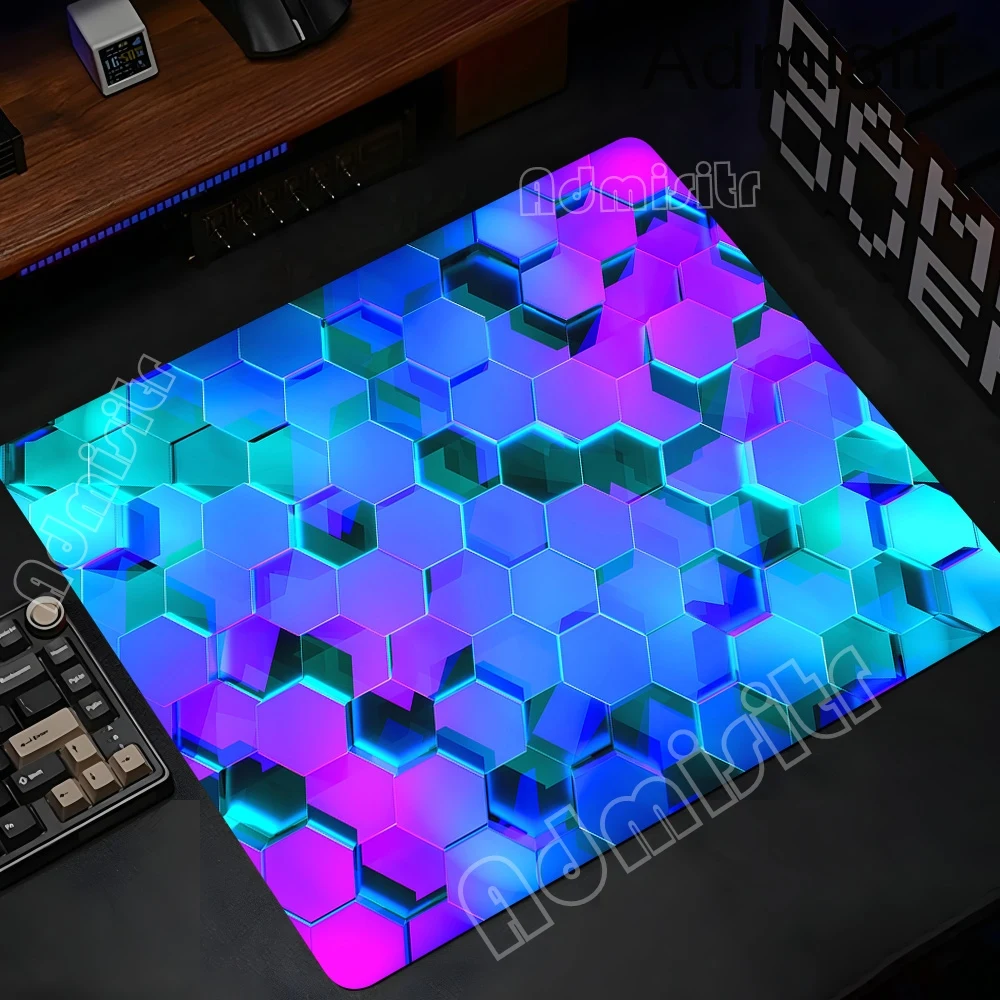 Office Table Decoration Mouse Pad Small Gamer Mousepad PC Durable Lock Edge Desk Mat Geometry Hexagon Square Keyboard Rugs