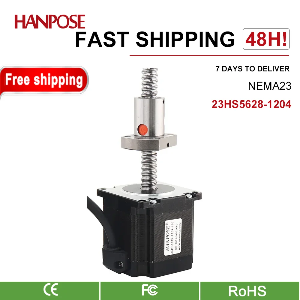 hanpose Nema23 ball screw Stepper Motor 23HS5628-SFU1204 400 500 600mm  2.8A  4-lead 126N.CM 42 motor for 3D Medical machinery