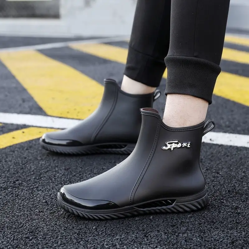 

Силиконовые водонепроницаемые короткие резиновые сапоги на плоской подошве для мужчин, дизайнерские товары для взрослых, оригинальная нескользящая удобная мужская обувь для рыбалки, 2025 г.