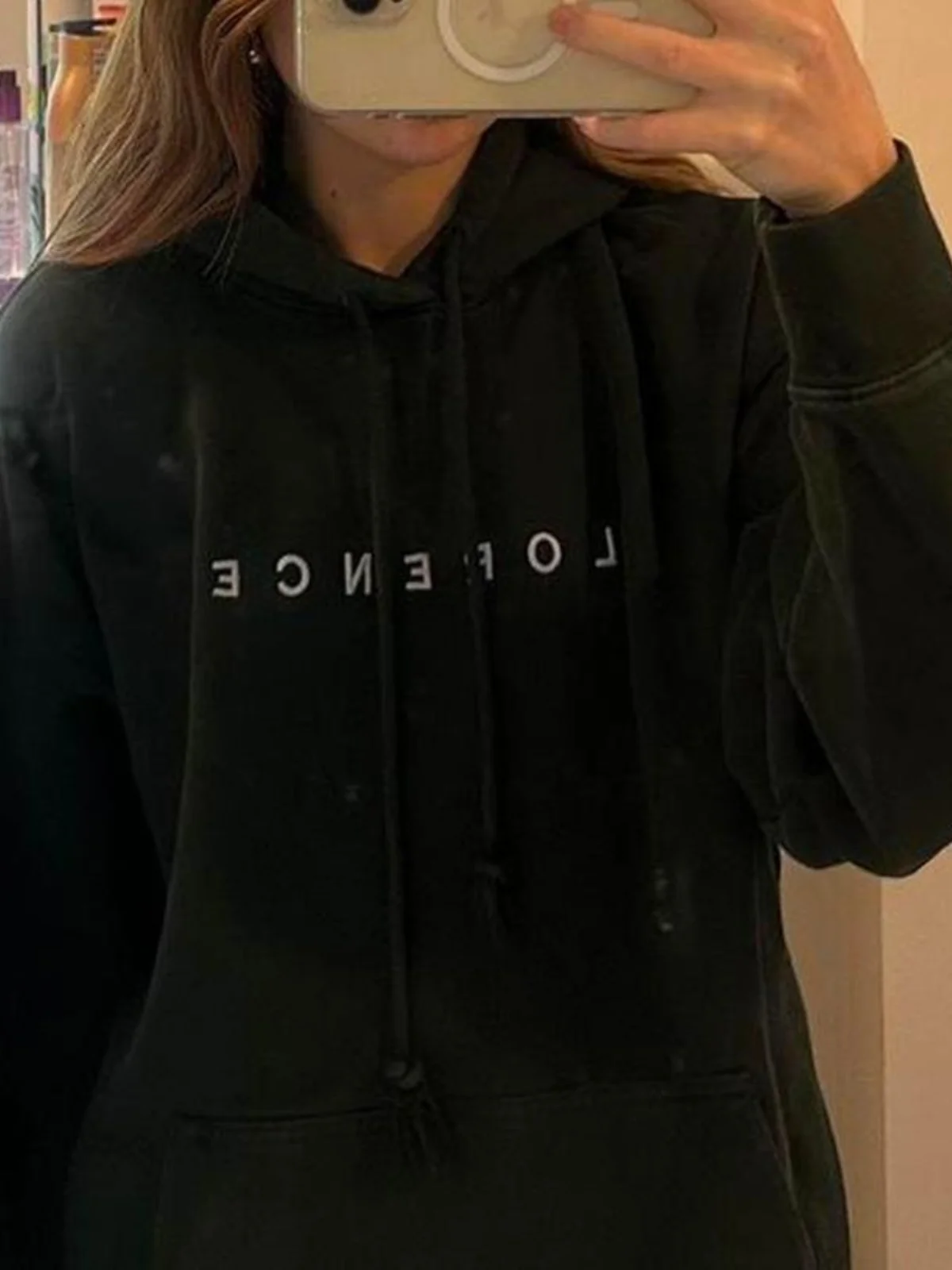

Florence Embroidered Hoodie Sweatirt Loose Fit Casual een Color Women's Sle Long Sve Commute Suitable Autumn Winter