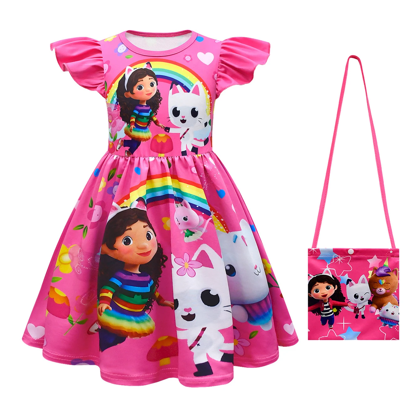 Kinder Prinsessenjurk Meisjes Cartoon Gabby 'S Poppenhuis Kostuums Zomerkleding Baby Kinderen Ruches A-Line Verjaardagsfeest Vestidos