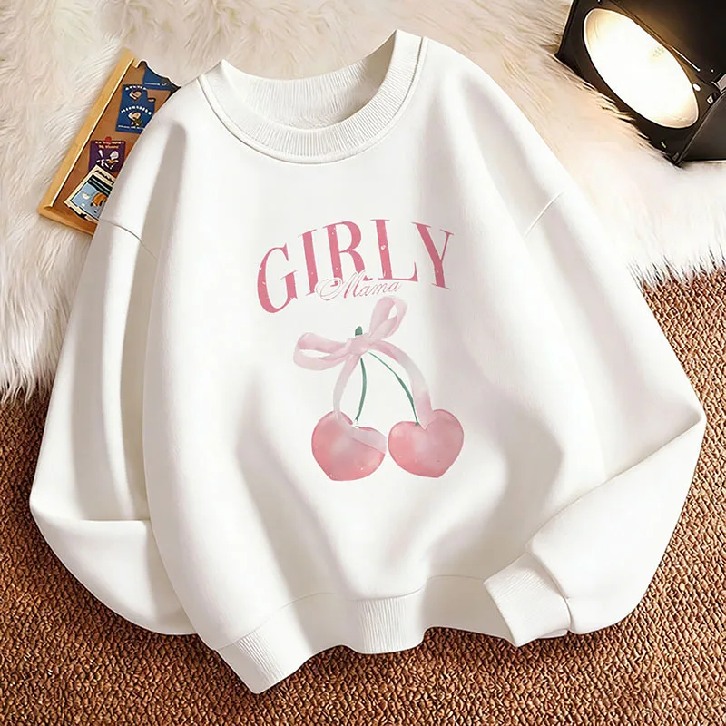 Pullover Y2k Girls Cherry Design Printed Fashion Sweatshirt Kids Children's Sweatshirts Hoody Girls Casual Hoodies Clothes