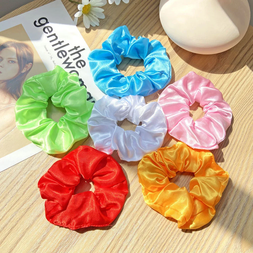 6 Pcs Luminous Hair Band Rings Ropes LED Unisex Ponytail Holder Donut Grip Large Intestine Circles Scrunchies Ties