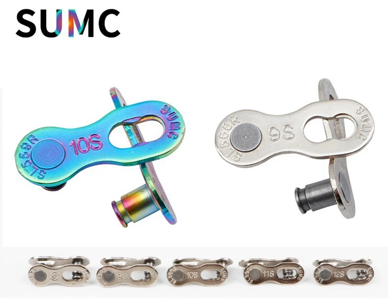 2 Paar SUMC Fahrradkette Missing Link 6/7/8/9/10/11/12 Geschwindigkeit MTB Rennrad Wiederverwendbare Kette Magic Verschluss Gold Bunte Quick Link – Detail 1