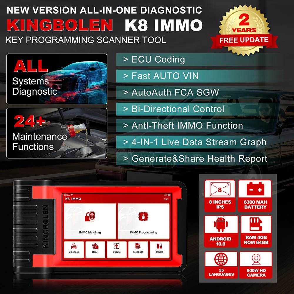 Picture 3: KINGBOLEN K8 IMMO Key Programming Tools Car Immobilizer programmer All System diagnostic Tools pk LAUNCH IMMO Elite X-PROG 3
