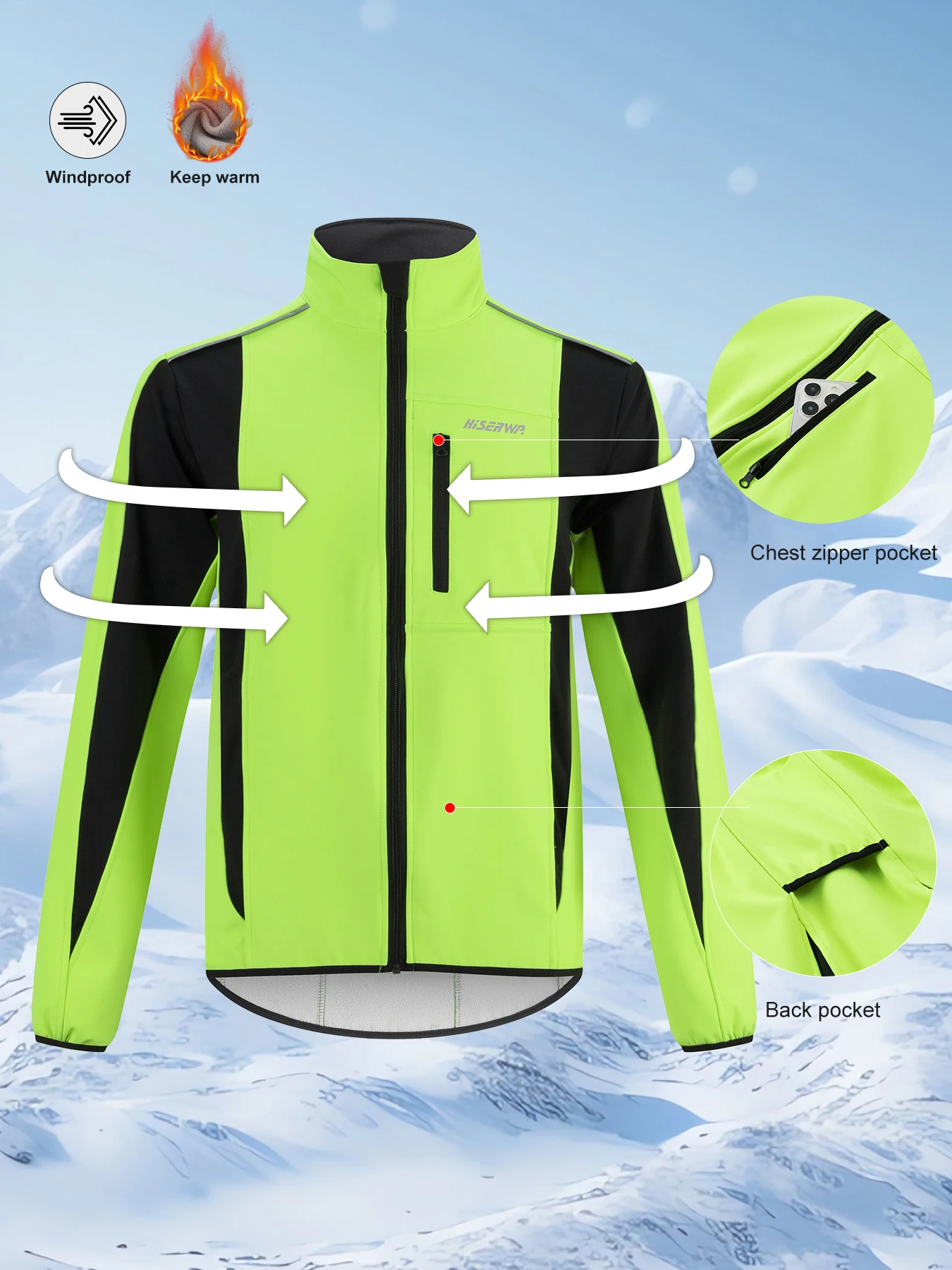 AliExpress HISERWA Cycling Men's Jacket WindProof Fleece Pro Cycling Jackets Longsleeve Warm Soft Brushed Pro Breathable Bicycle Clothing
