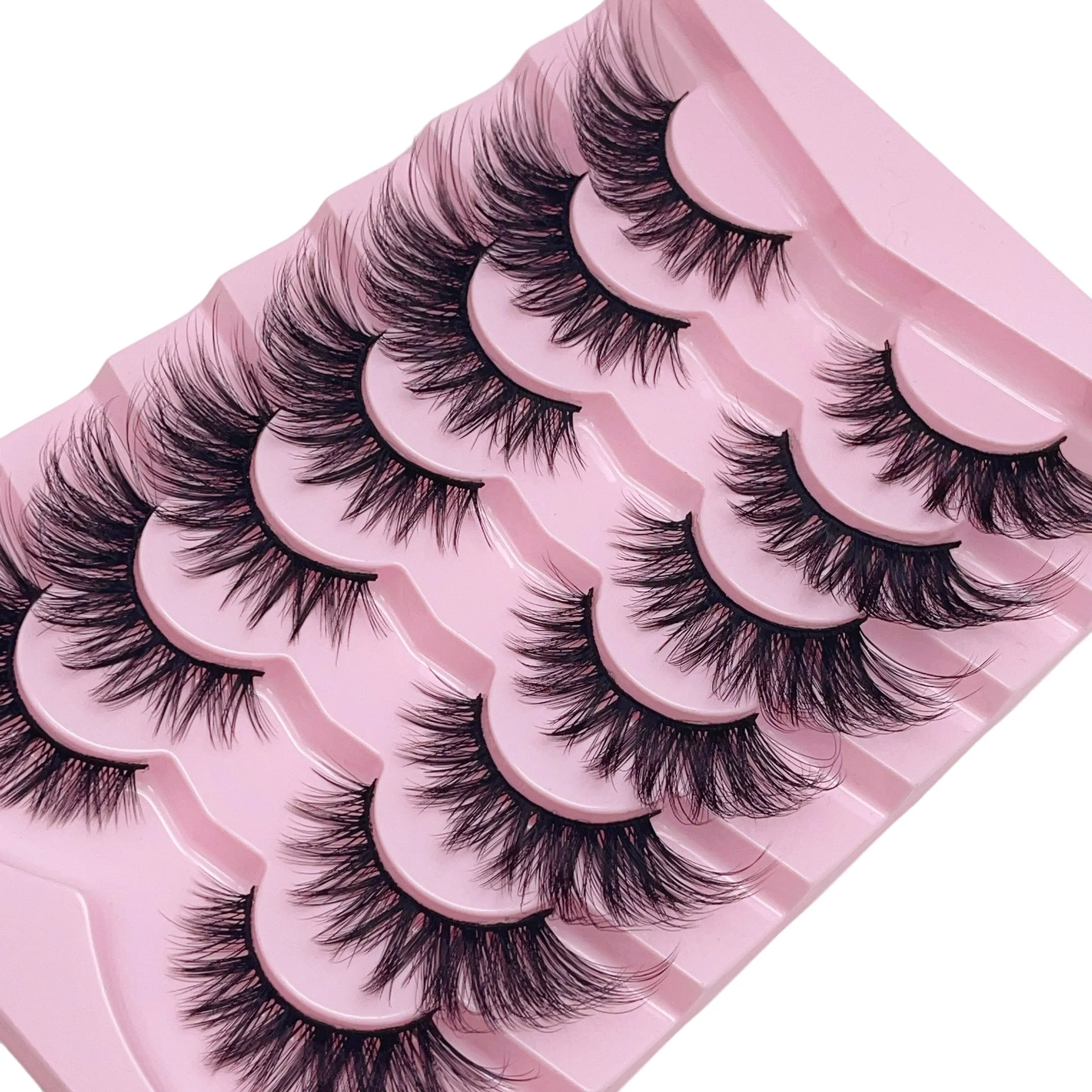 7 أزواج من الرموش الصناعية بأشرطة شفافة وتأثيرات عين الثعلب والقطط، رموش سميكة ومجعدة بشكل طبيعي