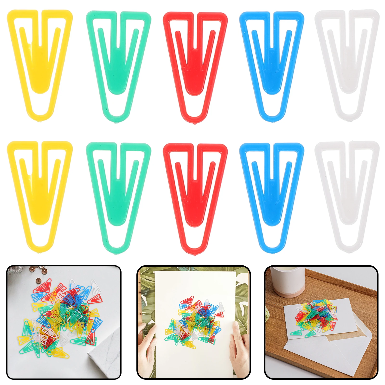 

100pcs Triangular Paper Clips Colored Small Multi use File Document Office Supplies Cute Practical Organize Papers