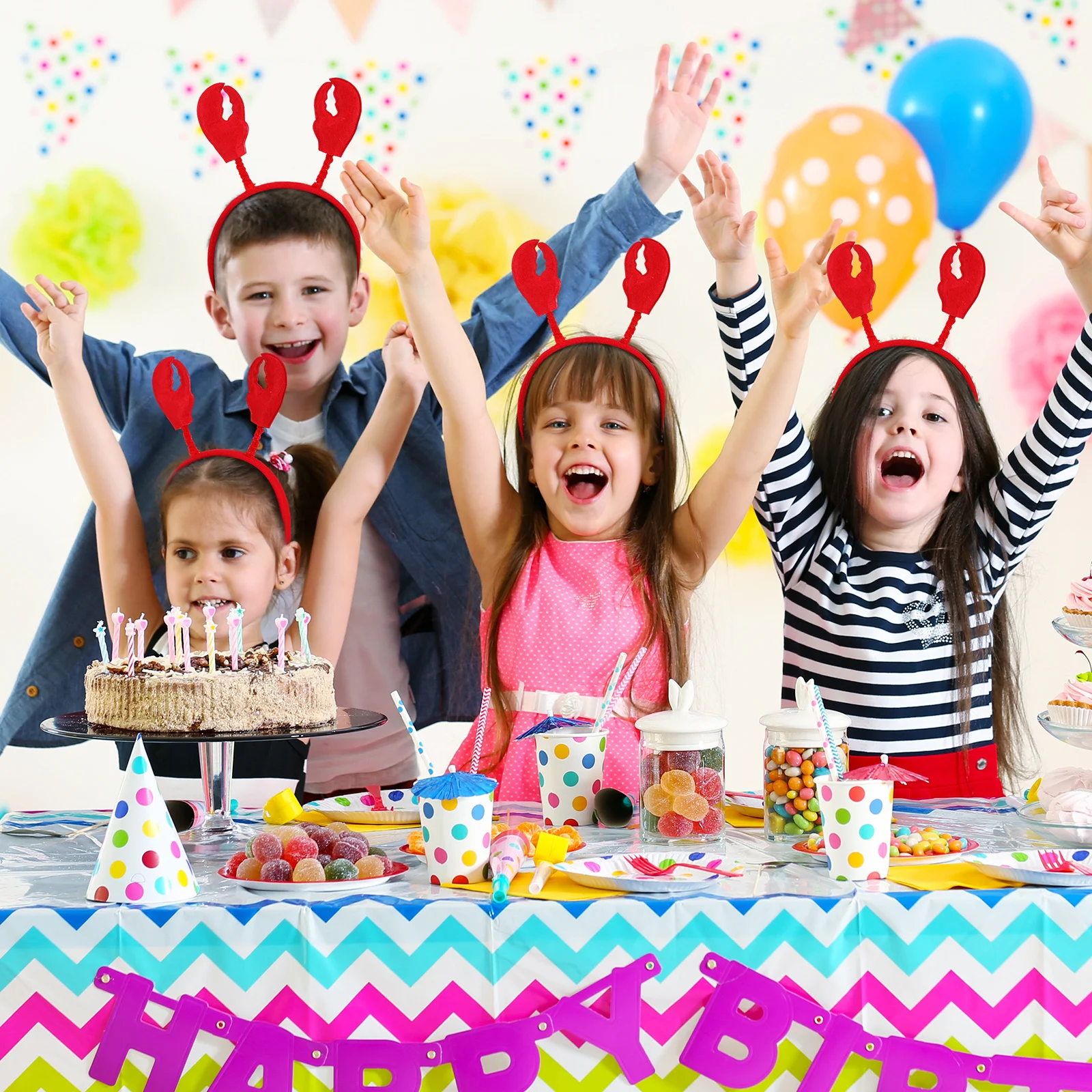 6Pcs Lobster Headbands Crab Bopper Party Costume Accessories Funny Holiday Headwear for Adults Women Crawfish Party Decorations