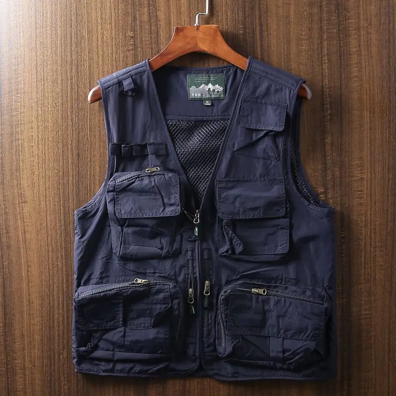 Bomber Jacket Men Military Tactical Vest Multi-pocket Zipper Waistcoat Outdoor Hiking Fishing Waterproof Breathable Quick Drying