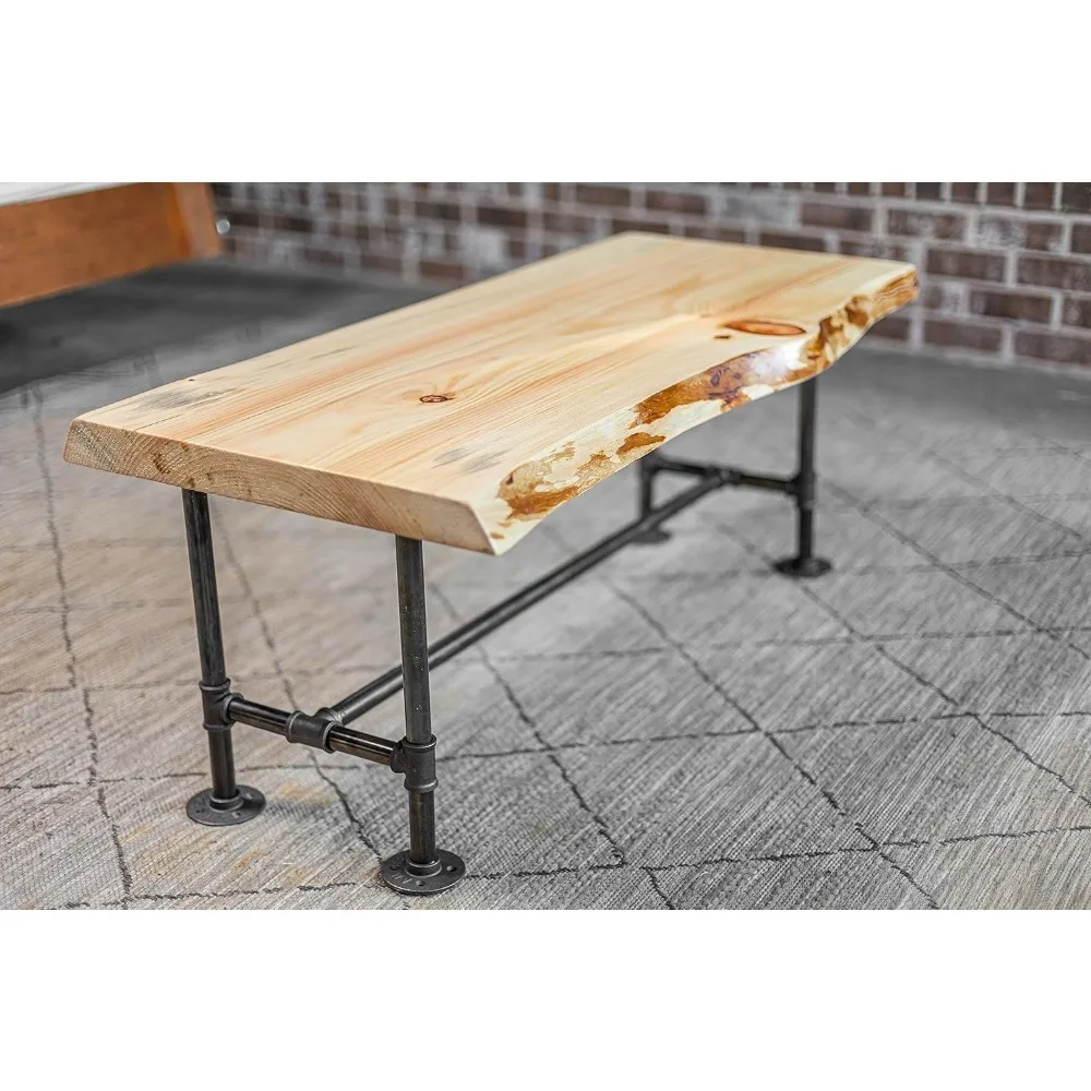 수제 SRLWerks 산업용 파이프 및 목재 커피 테이블 라이브 엣지 소박한 빈티지 커피 테이블 — 하우스 모던 커피 테이블 — Na