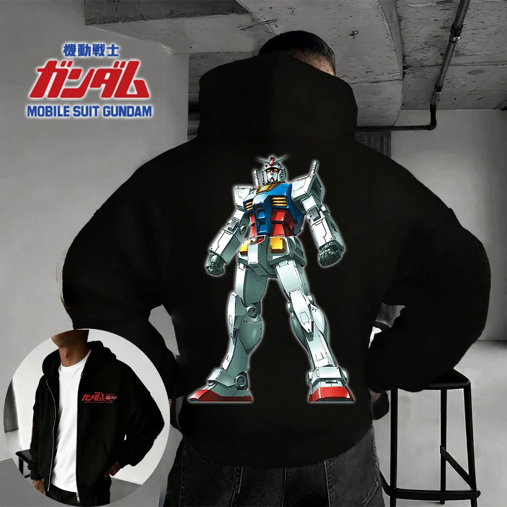 

2025 Gundam Series Autumn and Winter Best-selling Anime Clothing Pattern Printed Pure Cotton 100% Casual Loose Zipper Hoodie